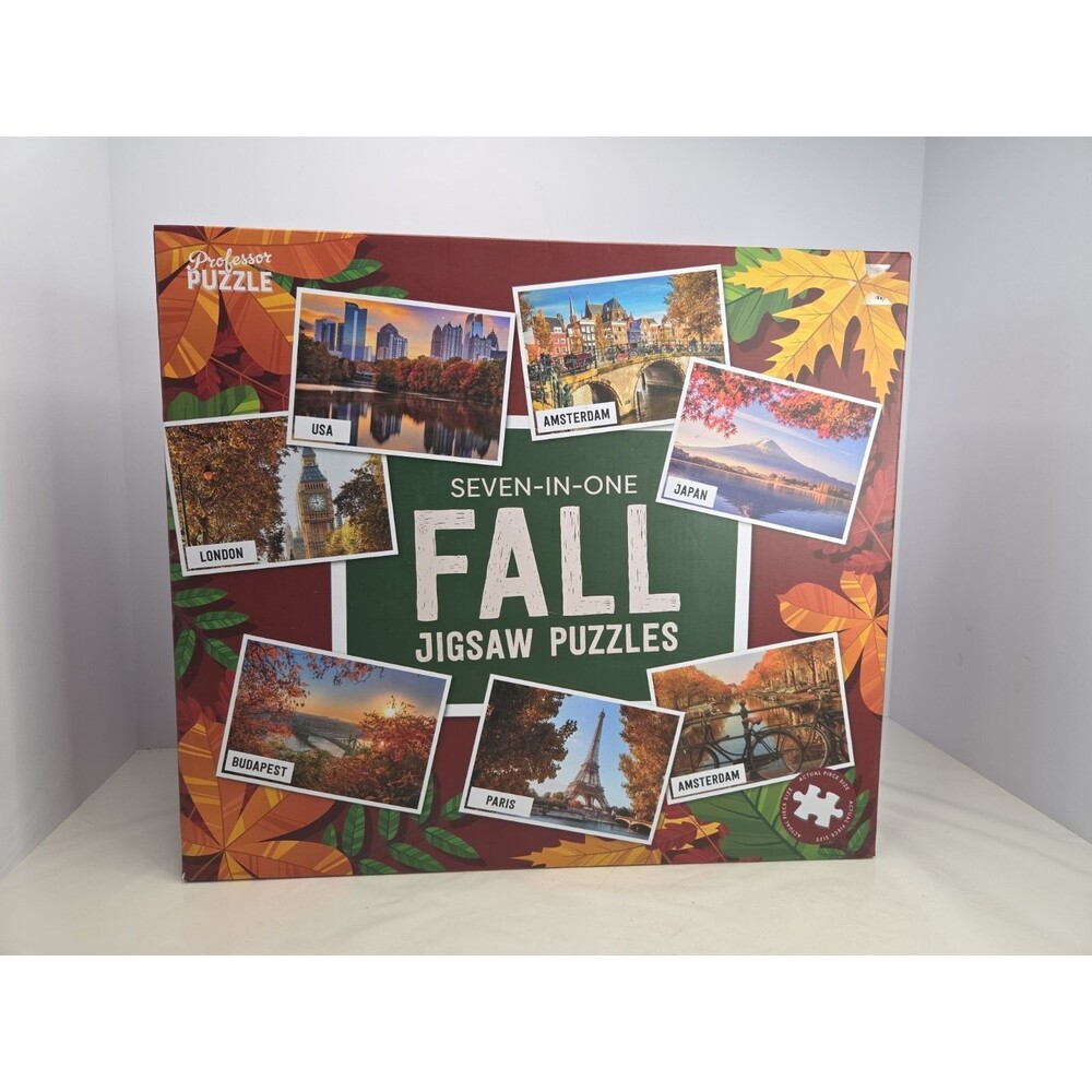 Professor Puzzle SEVEN-IN-ONE Fall in World Cities Jigsaw Puzzles NEW Unopened